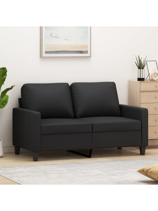 Divvietīgs dīvāns, melns, 120 cm, mākslīgā āda