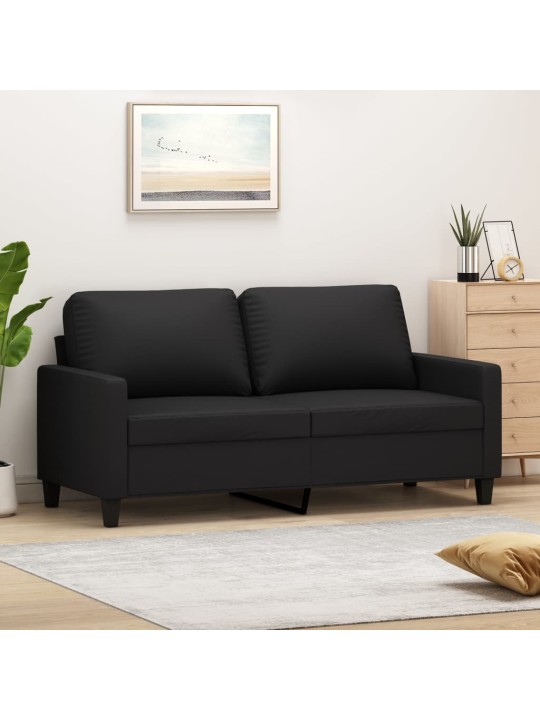 Divvietīgs dīvāns, melns, 140 cm, mākslīgā āda