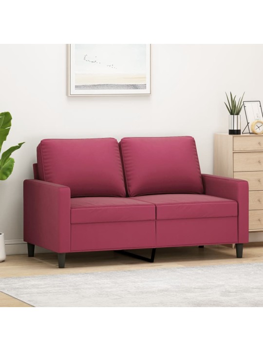 Divvietīgs dīvāns, vīnsarkans, 120 cm, samts