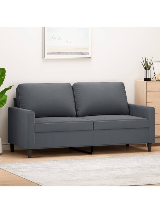 Divvietīgs dīvāns, tumši pelēks, 140 cm, samts