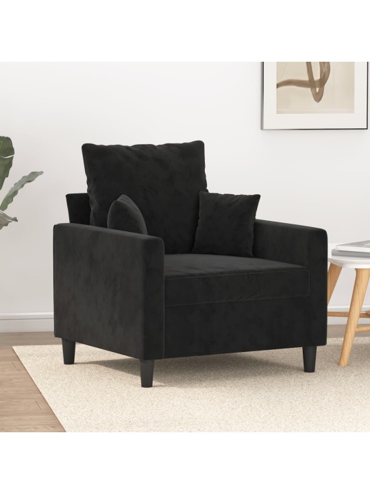 Atpūtas krēsls, melns, 60 cm, samts