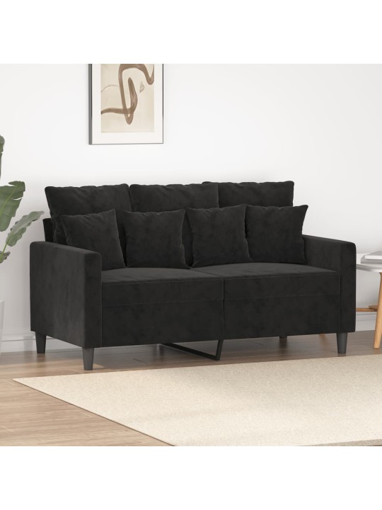 Divvietīgs dīvāns, melns, 120 cm, samts