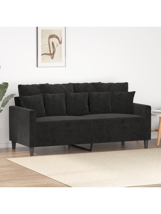 Divvietīgs dīvāns, melns, 140 cm, samts