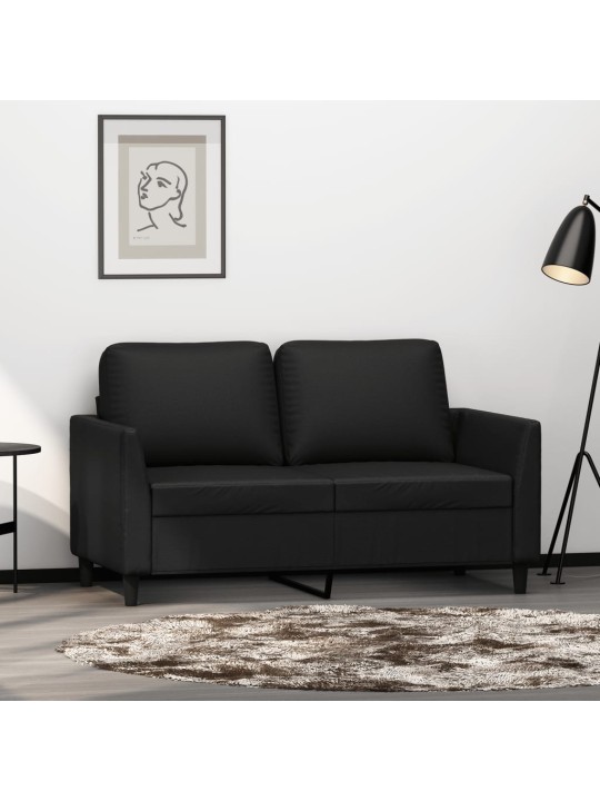 Divvietīgs dīvāns, melns, 120 cm, mākslīgā āda