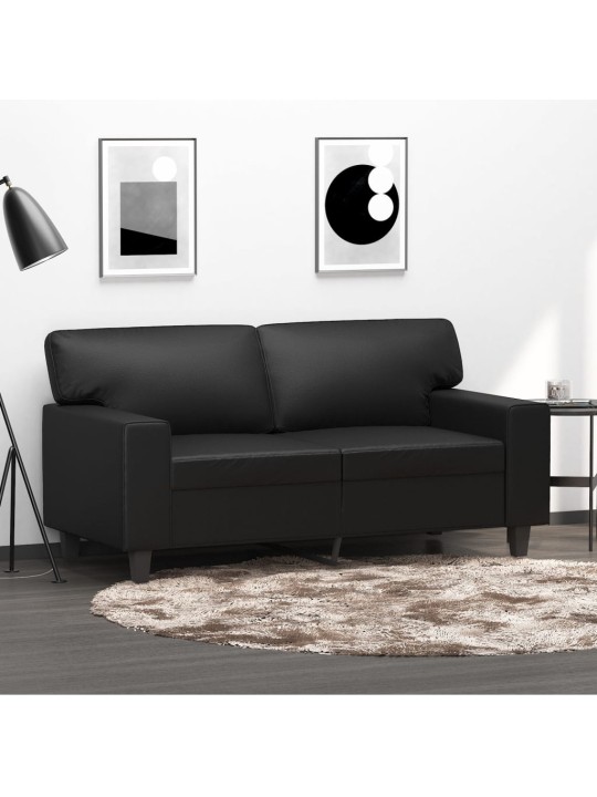 Divvietīgs dīvāns, melns, 120 cm, mākslīgā āda