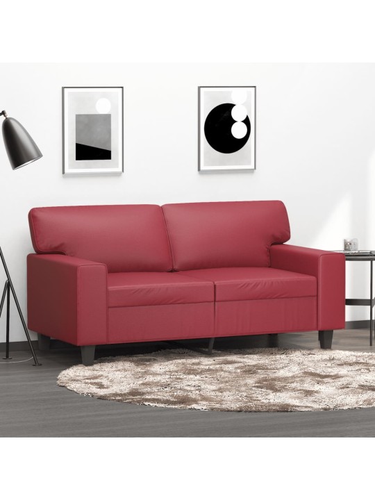 Divvietīgs dīvāns, vīnsarkans, 120 cm, mākslīgā āda
