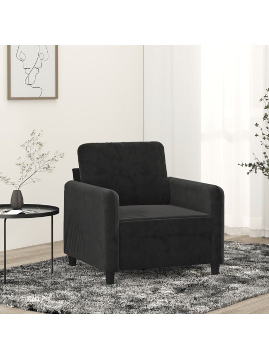 Atpūtas krēsls, melns, 60 cm, samts