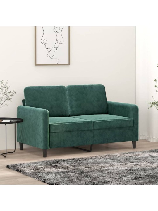 Divvietīgs dīvāns, tumši zaļš, 120 cm, samts