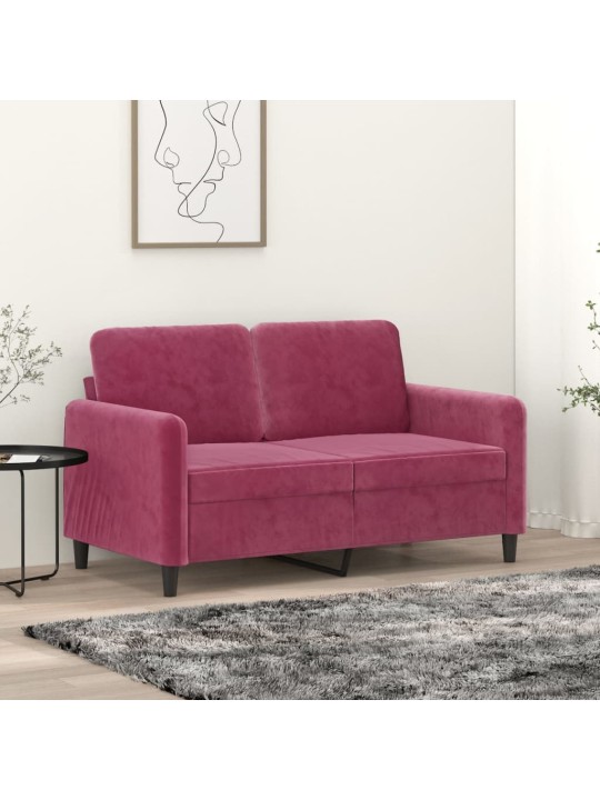 Divvietīgs dīvāns, vīnsarkans, 120 cm, samts