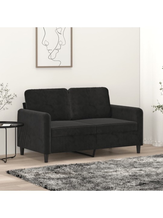 Divvietīgs dīvāns, melns, 120 cm, samts
