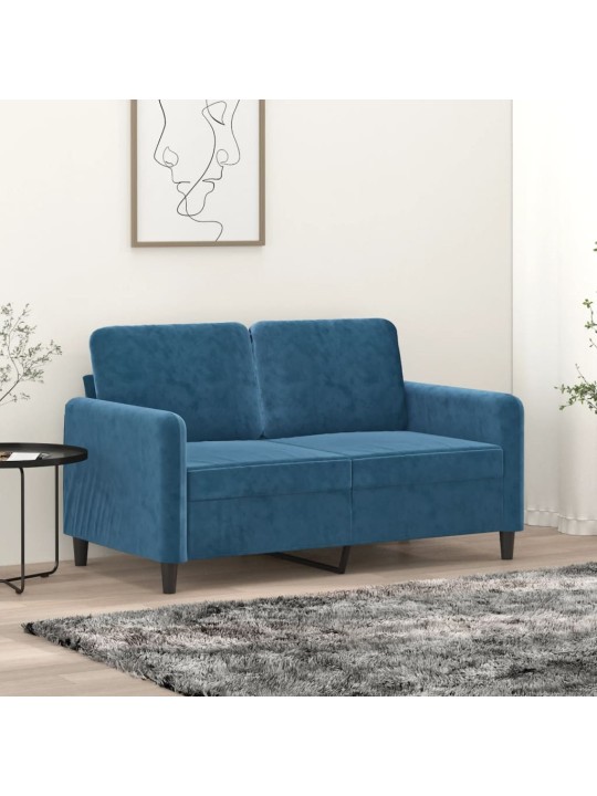 Divvietīgs dīvāns, zils, 120 cm, samts
