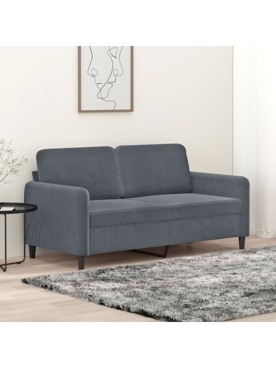 Divvietīgs dīvāns, tumši pelēks, 140 cm, samts