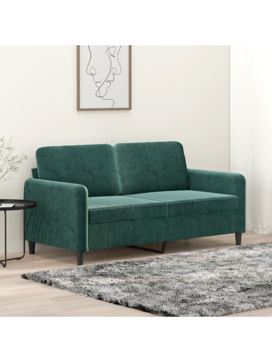 Divvietīgs dīvāns, tumši zaļš, 140 cm, samts