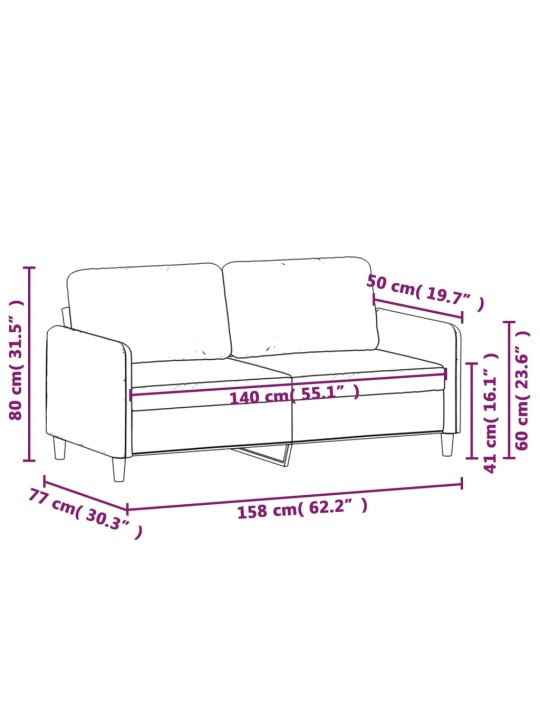 Divvietīgs dīvāns, dzeltens, 140 cm, samts