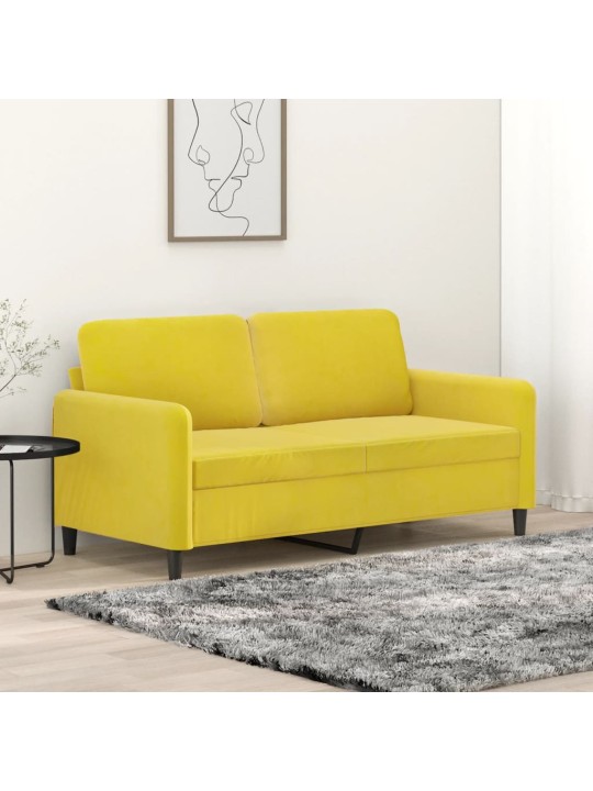 Divvietīgs dīvāns, dzeltens, 140 cm, samts