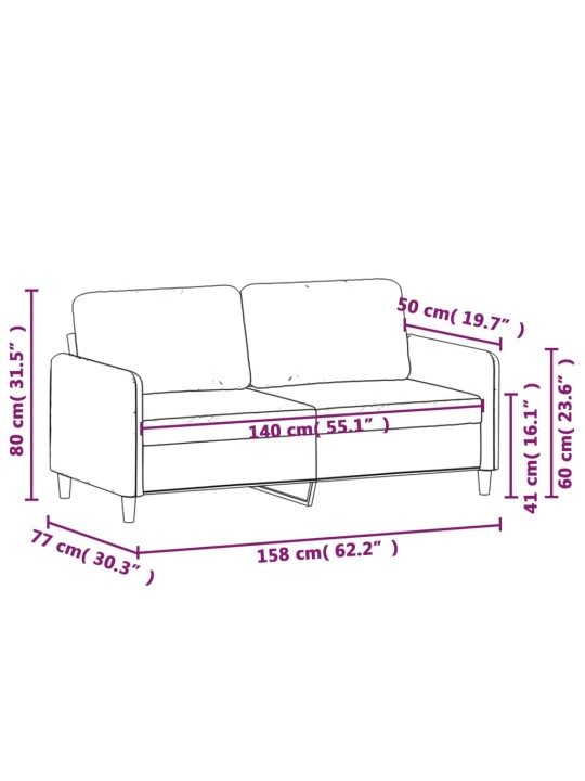 Divvietīgs dīvāns, zils, 140 cm, samts