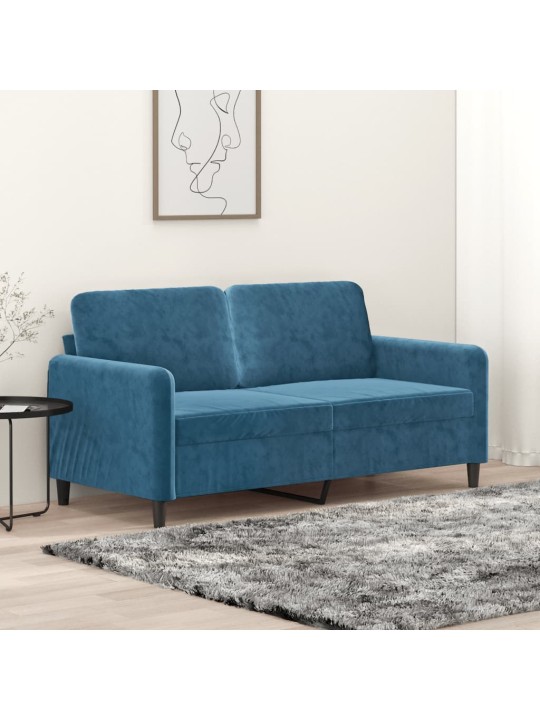 Divvietīgs dīvāns, zils, 140 cm, samts