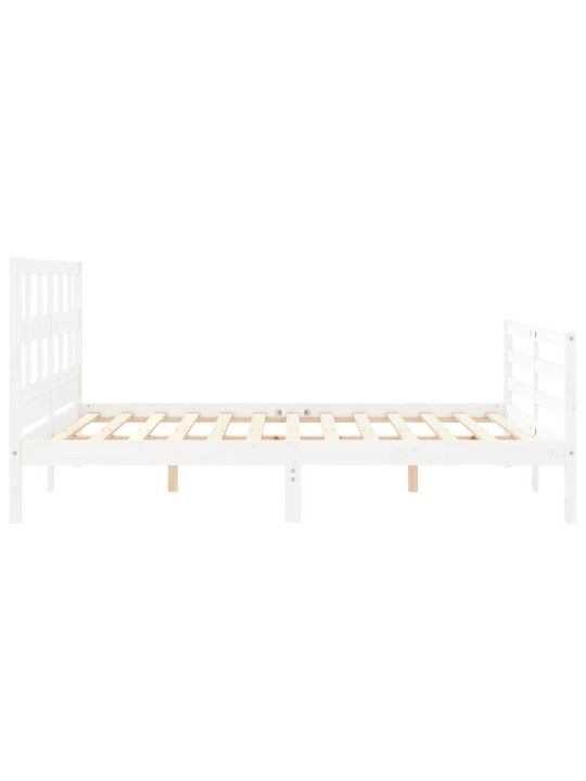 Gultas rāmis ar galvgali, king size izmērs, masīvkoks, balts