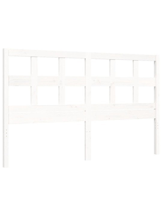 Gultas rāmis ar galvgali, king size izmērs, masīvkoks, balts