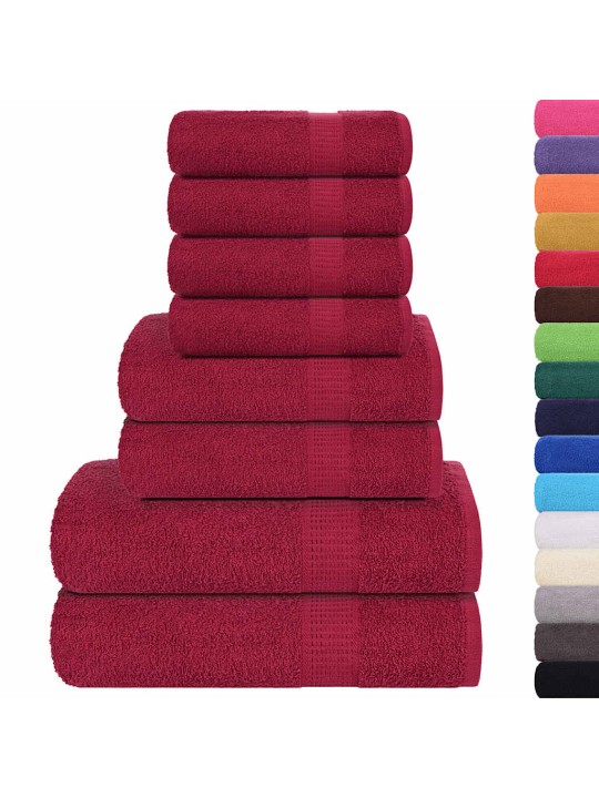 Dvieļu komplekts, 8 gab., bordo, 360 gsm, 100% kokvilna