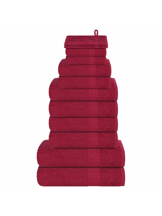 Dvieļu komplekts, 12 gab., bordo, 360 gsm, 100% kokvilna
