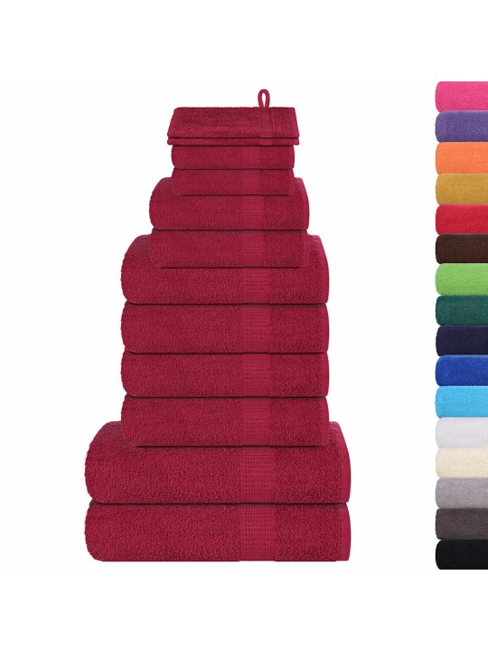 Dvieļu komplekts, 12 gab., bordo, 360 gsm, 100% kokvilna