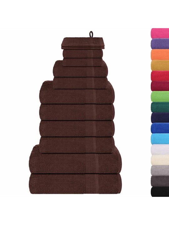 Dvieļu komplekts, 12 gab., brūns, 360 gsm, 100% kokvilna