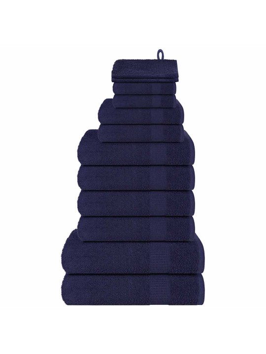 Dvieļu komplekts, 12 gab., tumši zils, 360 gsm, 100% kokvilna