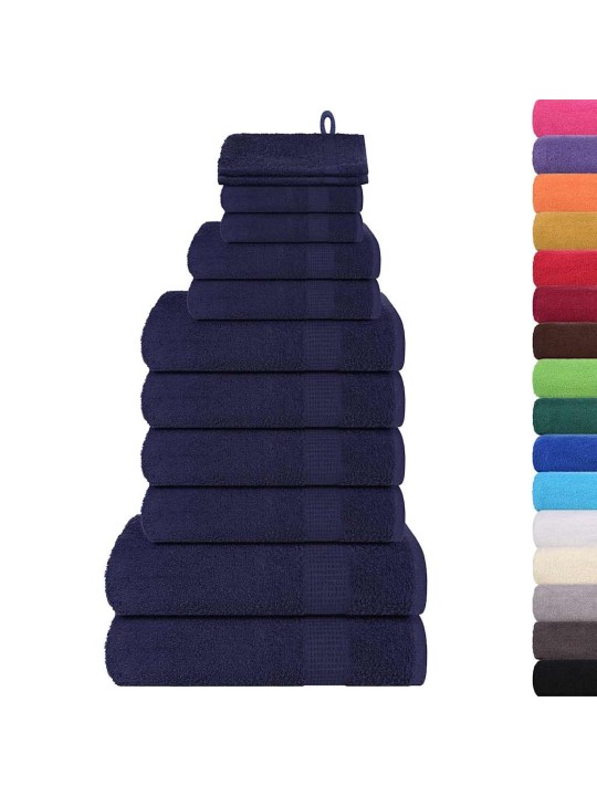 Dvieļu komplekts, 12 gab., tumši zils, 360 gsm, 100% kokvilna