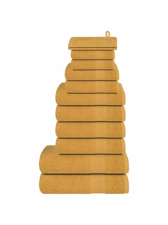 Dvieļu komplekts, 12 gab., zelta krāsā, 360 gsm, 100% kokvilna