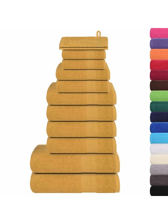 Dvieļu komplekts, 12 gab., zelta krāsā, 360 gsm, 100% kokvilna