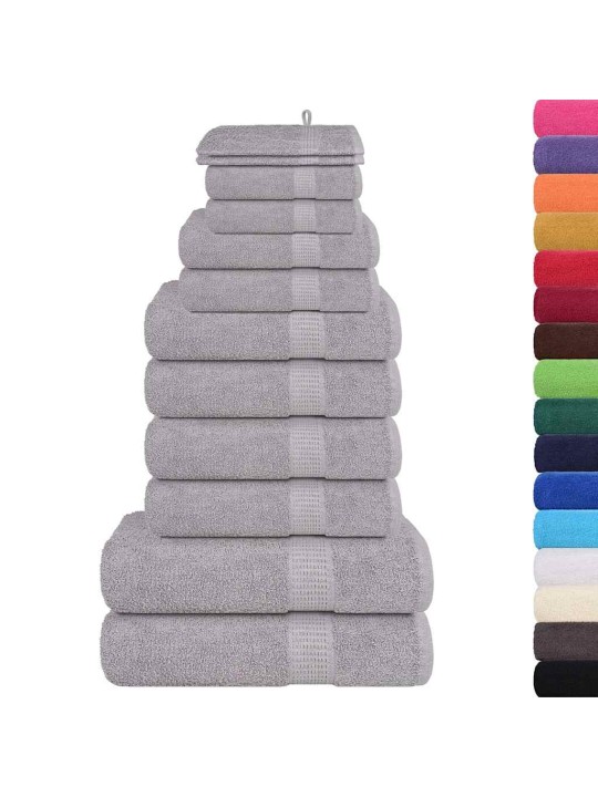 Dvieļu komplekts, 12 gab., pelēks, 360 gsm, 100% kokvilna