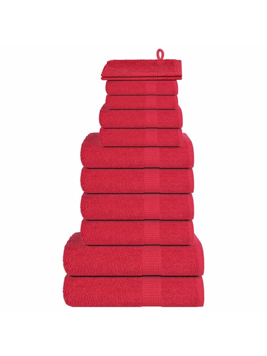 Dvieļu komplekts, 12 gab., sarkans, 360 gsm, 100% kokvilna