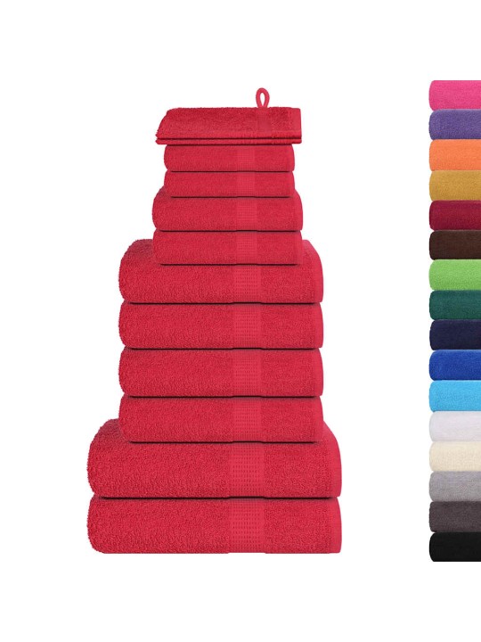 Dvieļu komplekts, 12 gab., sarkans, 360 gsm, 100% kokvilna