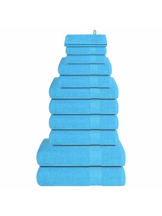 Dvieļu komplekts, 12 gab., tirkīzzils, 360 gsm, 100% kokvilna