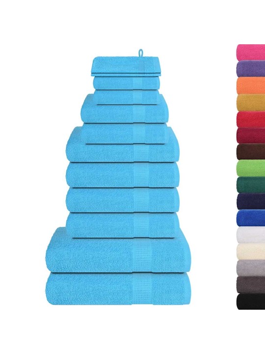 Dvieļu komplekts, 12 gab., tirkīzzils, 360 gsm, 100% kokvilna