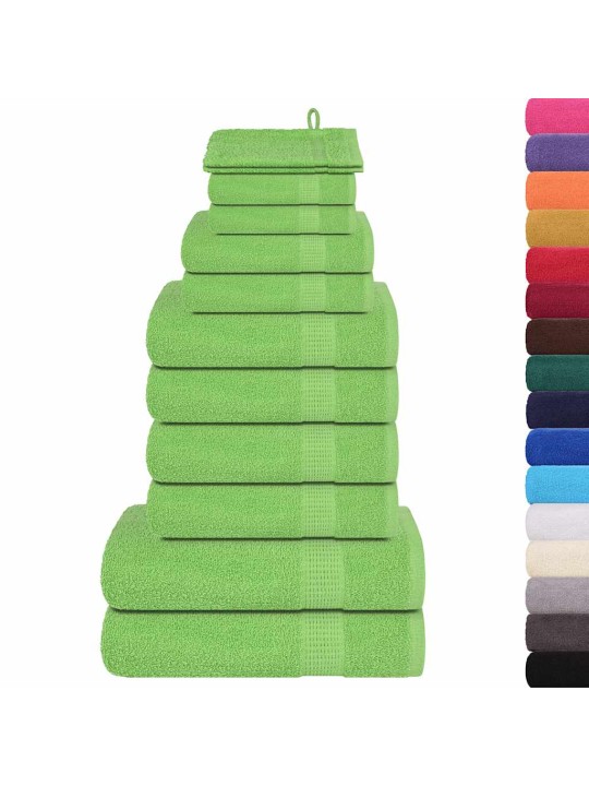 Dvieļu komplekts, 12 gab., dzeltenzaļs, 360 gsm, 100% kokvilna