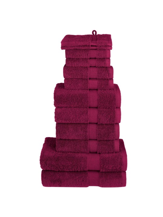 Dvieļu komplekts solund, 12 gab., vīnsarkani, 600 gsm