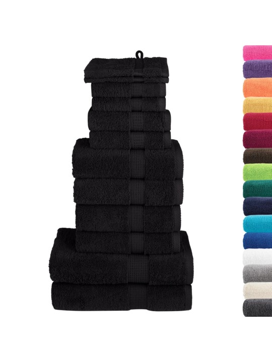 Dvieļu komplekts solund, 12 gab., melni, 600 gsm