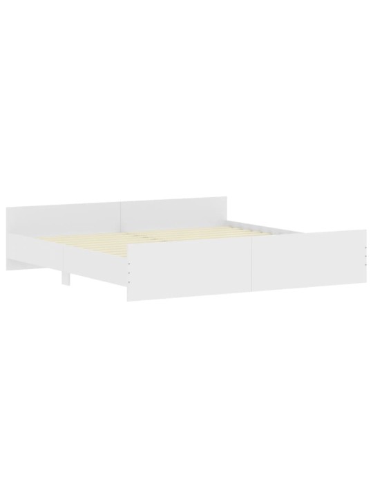 Gultas rāmis ar galvgali un kājgali, balts, 200x200 cm