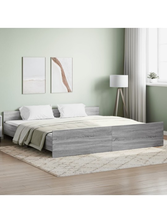 Gultas rāmis ar galvgali un kājgali, pelēks, 200x200 cm