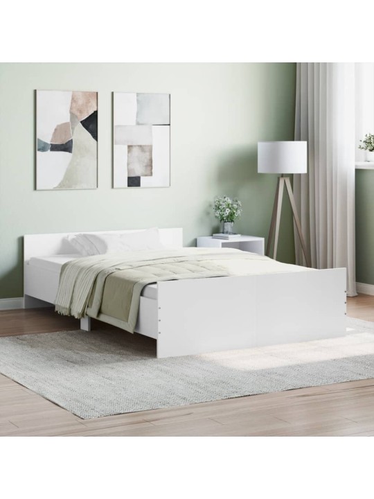 Gultas rāmis ar galvgali un kājgali, balts, 120x200 cm