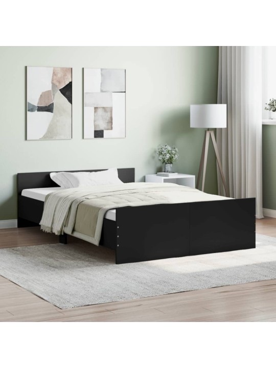Gultas rāmis ar galvgali un kājgali, melns, 120x200 cm