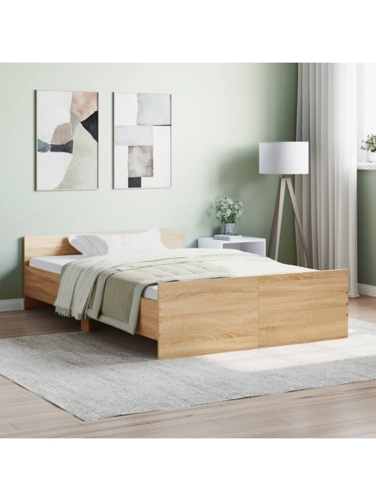 Gultas rāmis ar galvgali un kājgali, koka krāsa, 120x200 cm