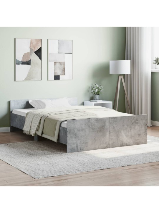 Gultas rāmis ar galvgali un kājgali, betona pelēks, 120x200 cm