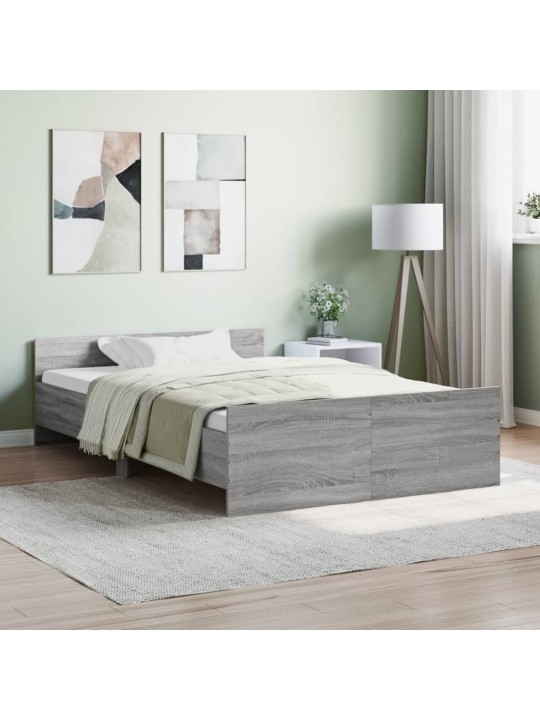 Gultas rāmis ar galvgali un kājgali, pelēks, 120x200 cm