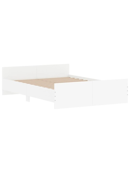 Gultas rāmis ar galvgali un kājgali, balts, 135x290 cm