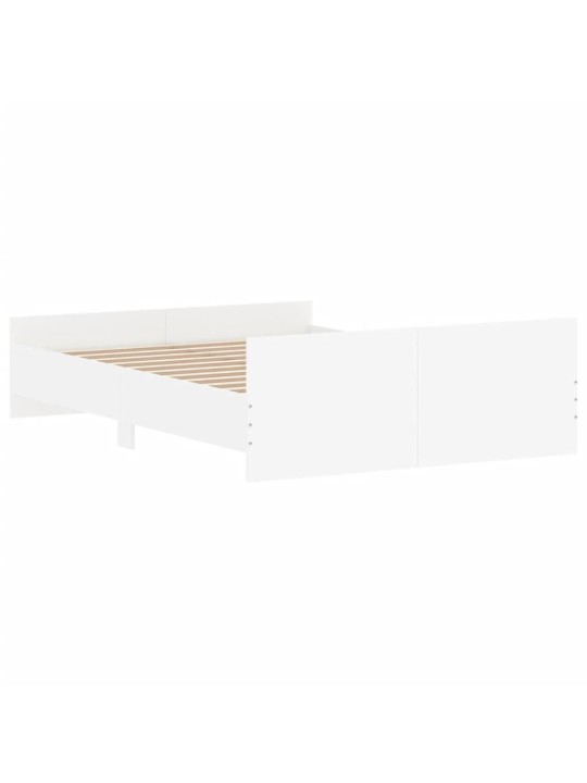 Gultas rāmis ar galvgali un kājgali, balts, 135x290 cm