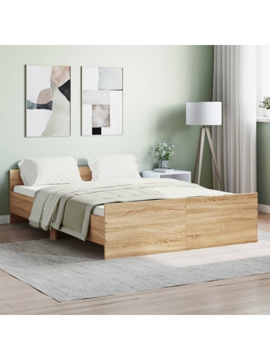 Gultas rāmis ar galvgali un kājgali, koka krāsa, 135x190 cm