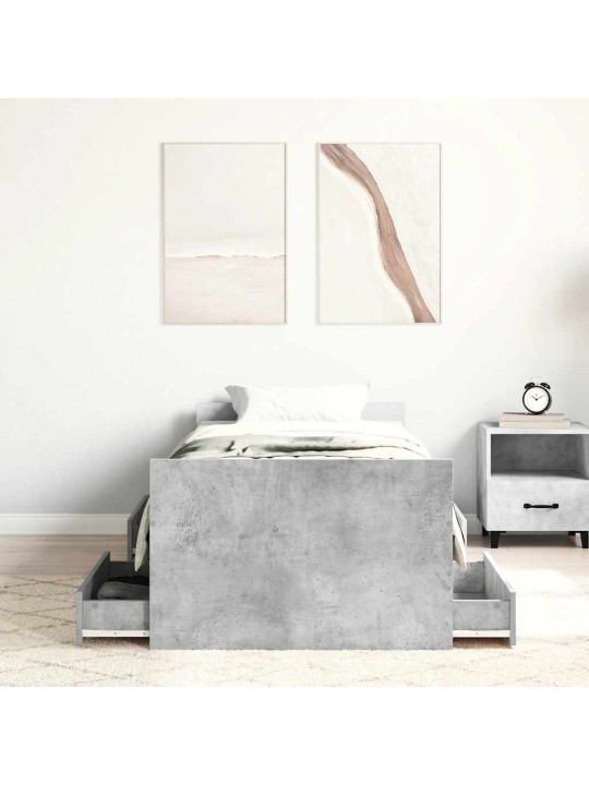 Gultas rāmis ar galvgali un kājgali, betona pelēks, 100x200 cm